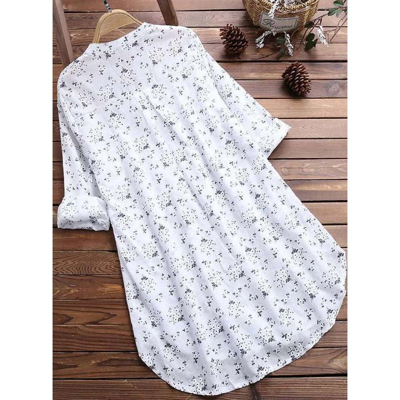 ロング シャツ ワンピース レディース 小花柄 フラワー お洒落