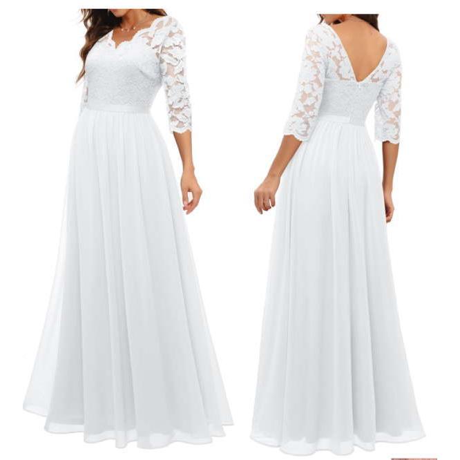 Ａタイプ  パーティードレス 肩レース マキシ丈 ワンピース ノースリーブ  Aライン 無地 レディース 七五三 成人式 卒業式 入学式  服宅 |  | 11