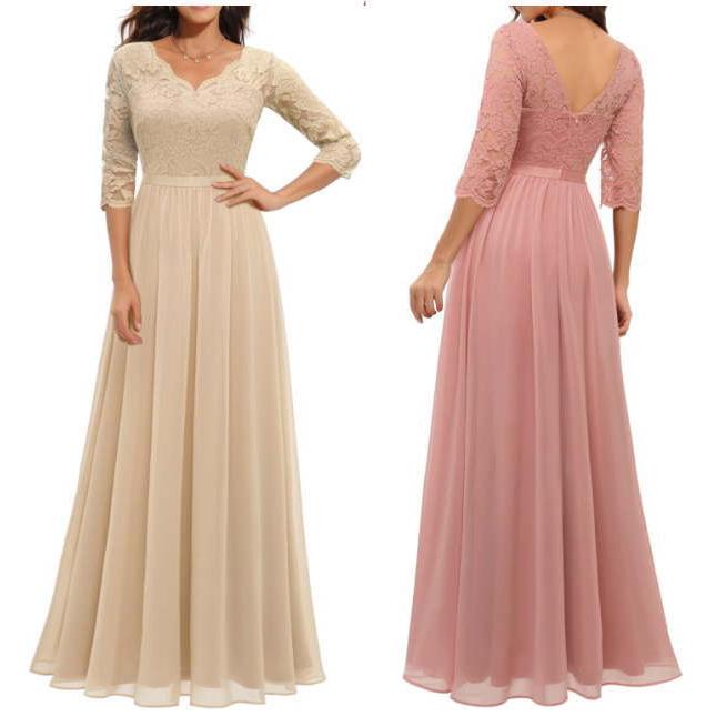 Ａタイプ  パーティードレス 肩レース マキシ丈 ワンピース ノースリーブ  Aライン 無地 レディース 七五三 成人式 卒業式 入学式  服宅 |  | 12