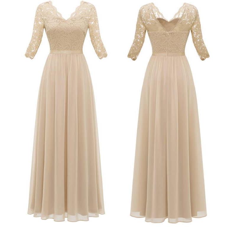 Ａタイプ  パーティードレス 肩レース マキシ丈 ワンピース ノースリーブ  Aライン 無地 レディース 七五三 成人式 卒業式 入学式  服宅 |  | 14