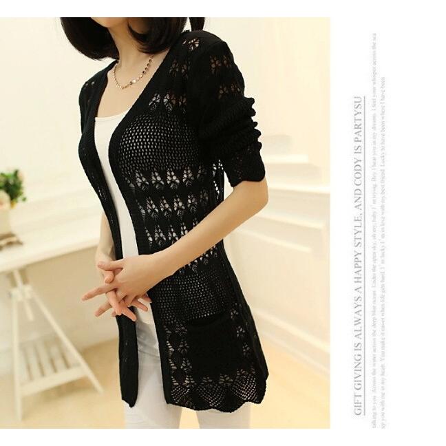 カーディガン レディース  レース 透かし編み サマーニット 長袖 UV対策 |  | 17