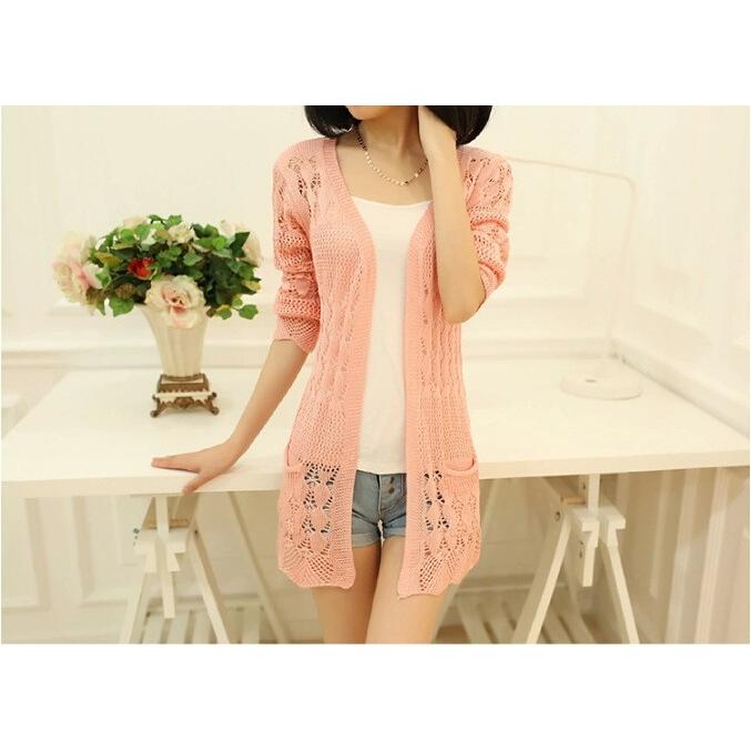 カーディガン レディース  レース 透かし編み サマーニット 長袖 UV対策 |  | 04