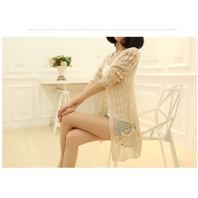 カーディガン レディース  レース 透かし編み サマーニット 長袖 UV対策 |  | 06