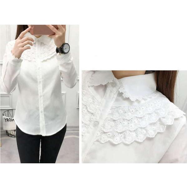 シャツ ブラウス フリル スタンドカラートップス 長袖 ホワイト 白 ビジネス 通勤 OL きれいめ |  | 14