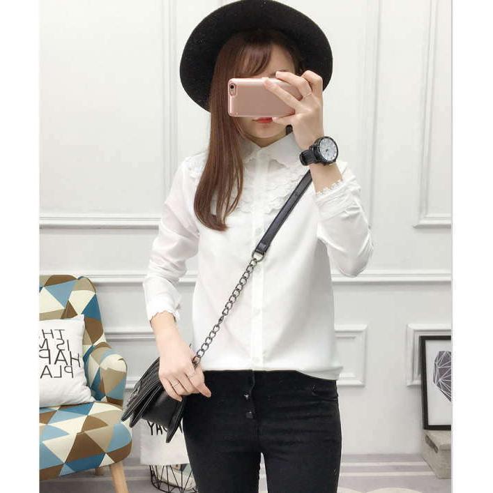 シャツ ブラウス フリル スタンドカラートップス 長袖 ホワイト 白 ビジネス 通勤 OL きれいめ |  | 15