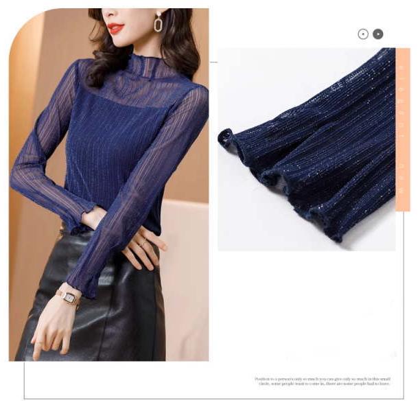 カットソー レディース Tシャツ tシャツ シャツ 裏起毛なし 裏起毛 シースルー 長袖 レース あったか 厚手 透け感 無地 刺?レース 花柄  イ |  | 05