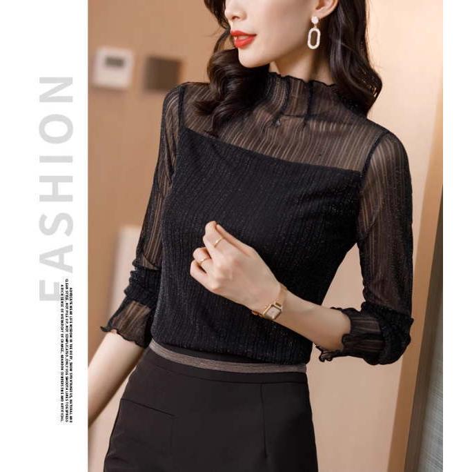 カットソー レディース Tシャツ tシャツ シャツ 裏起毛なし 裏起毛 シースルー 長袖 レース あったか 厚手 透け感 無地 刺?レース 花柄  イ |  | 07