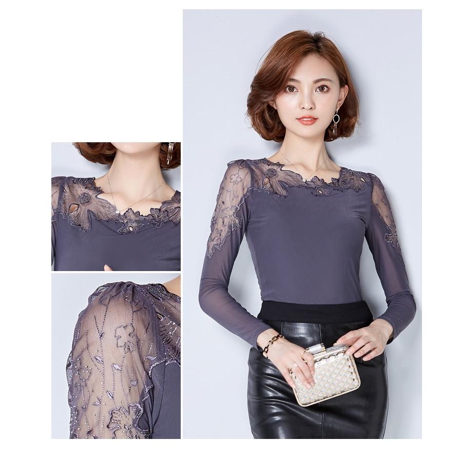 カットソー インナー 肩レース 花柄 シースルー ストレッチ レース 長袖 トップス きれいめ レディース e Modele Miroir 通販 Yahoo ショッピング