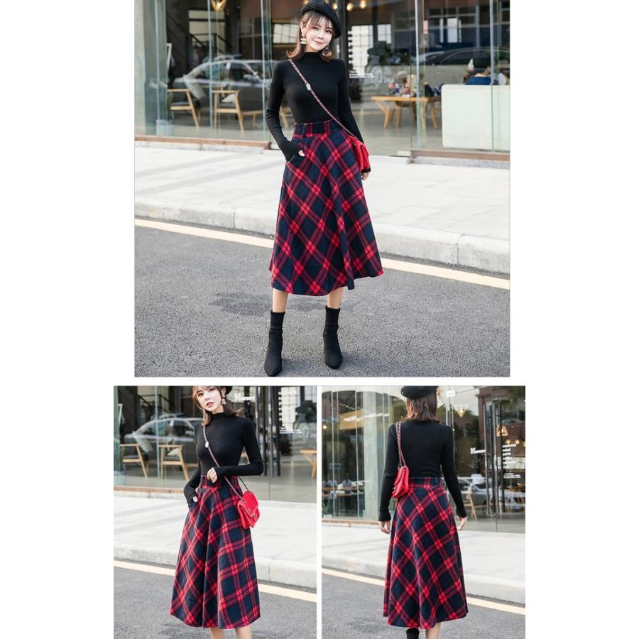 スカート ロングスカート レディース チェック柄 ミモレ丈 膝丈マキシ丈 Aライン フレアスカート |  | 12