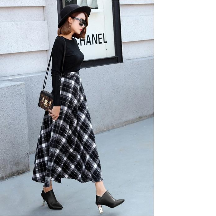 スカート ロングスカート レディース チェック柄 ミモレ丈 膝丈マキシ丈 Aライン フレアスカート |  | 09