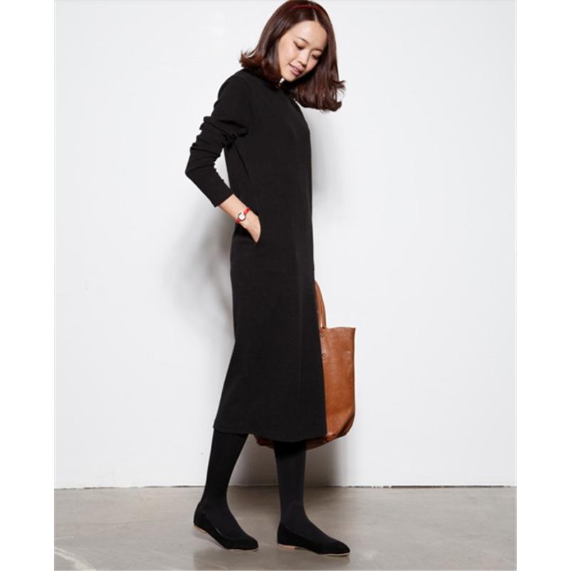ワンピース レディース ロングワンピース 裏起毛 厚手 無地 長袖 タイト ワンピ 防寒 暖かい宅 |  | 01