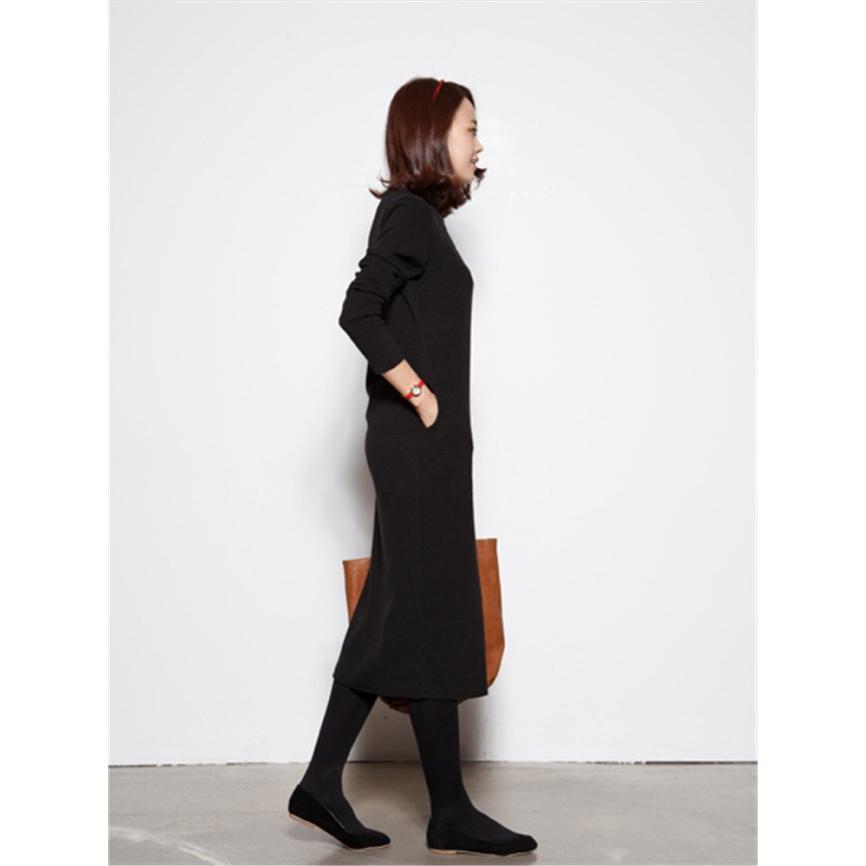 ワンピース レディース ロングワンピース 裏起毛 厚手 無地 長袖 タイト ワンピ 防寒 暖かい宅 |  | 03