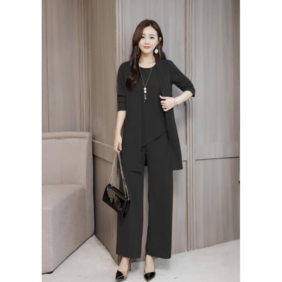 セットアップ パンツドレス レディース 3点セット ノースリーブ カーディガン ワイドパンツ フォーマル   七五三 成人式 卒業式 入学式宅 |  | 08