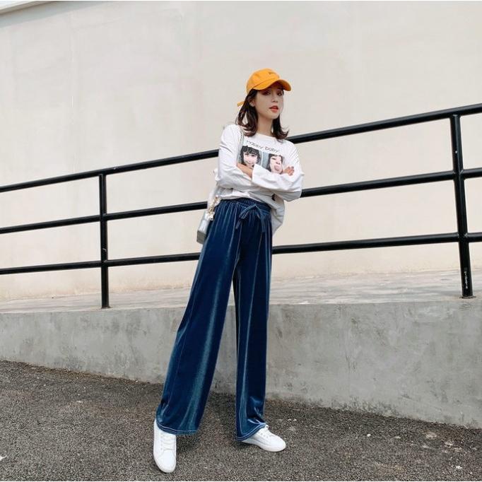 ボトムス ワイドパンツ ベロア パンツ ウエストゴム ルームパンツ ゆったり レディース  体型カバー |  | 13