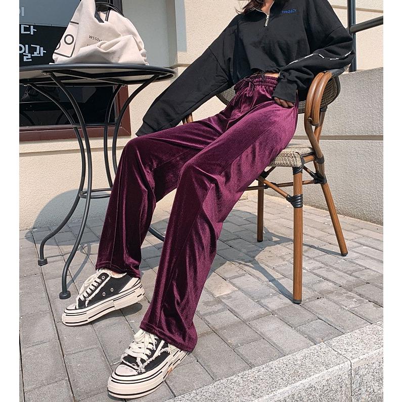 ボトムス ワイドパンツ ベロア パンツ ウエストゴム ルームパンツ ゆったり レディース  体型カバー |  | 14