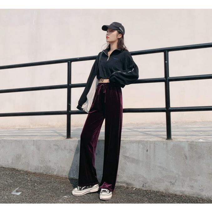 ボトムス ワイドパンツ ベロア パンツ ウエストゴム ルームパンツ ゆったり レディース  体型カバー |  | 15