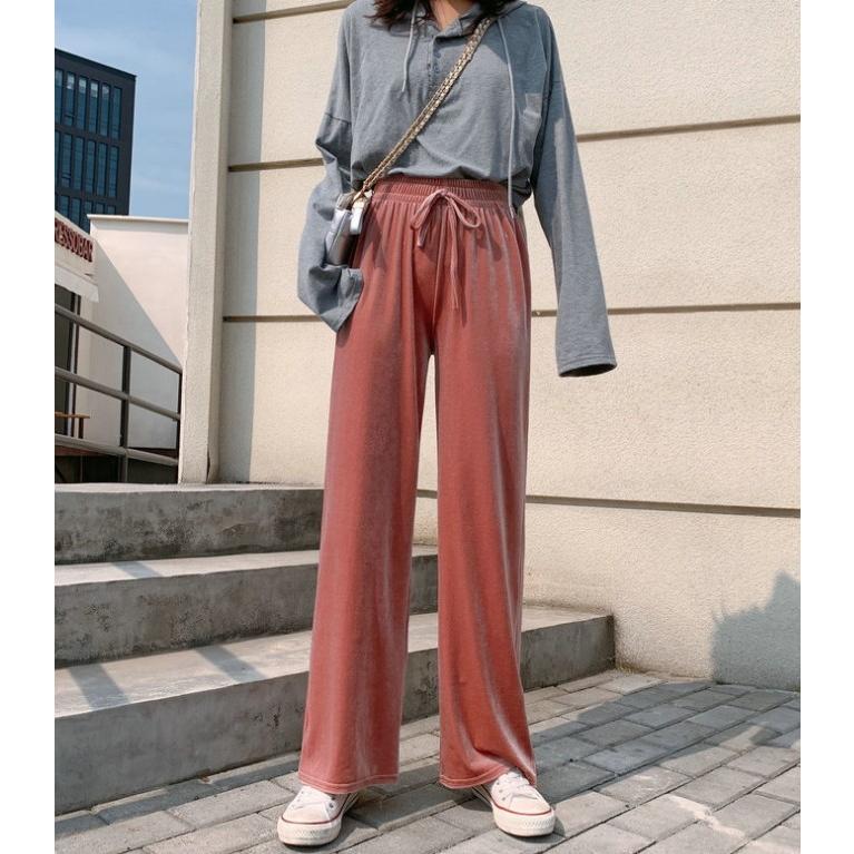 ボトムス ワイドパンツ ベロア パンツ ウエストゴム ルームパンツ ゆったり レディース  体型カバー |  | 03