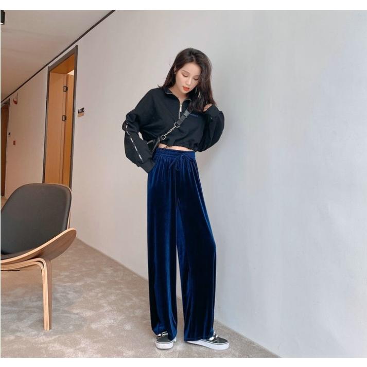 ボトムス ワイドパンツ ベロア パンツ ウエストゴム ルームパンツ ゆったり レディース  体型カバー |  | 04