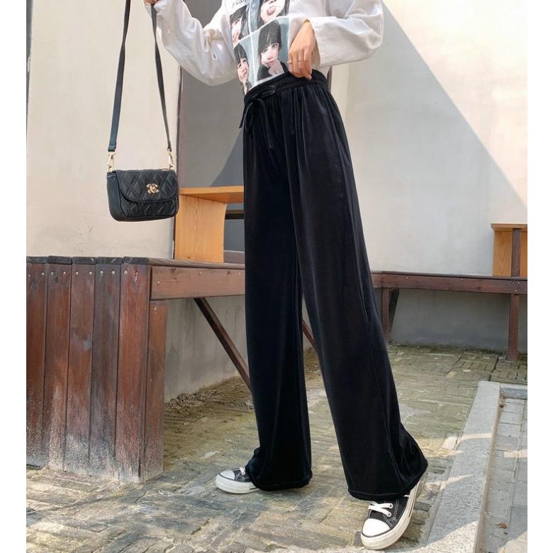 ボトムス ワイドパンツ ベロア パンツ ウエストゴム ルームパンツ ゆったり レディース  体型カバー |  | 08