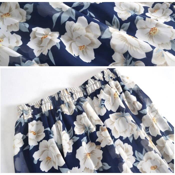 マキシスカート  フレアワンピース シフォン フラワー 花柄  マキシ丈 ロング丈スカート レディース |  | 08