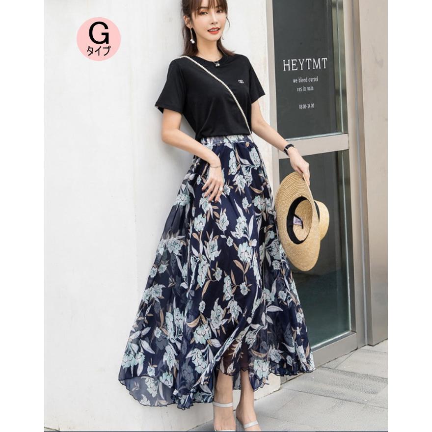 ロングスカート 花柄 マキシ丈スカート フレアスカート ロング マキシ シフォン ウエストゴム スカート 総柄 |  | 14