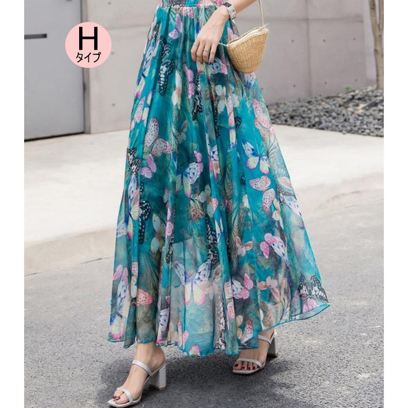 ロングスカート 花柄 マキシ丈スカート フレアスカート ロング マキシ シフォン ウエストゴム スカート 総柄 |  | 16