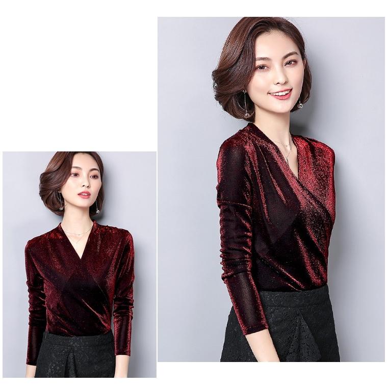 カットソー 裏起毛 厚手 Vネック カシュクール ドレープ ラメ 長袖 無地 トップス 2タイプ レディース |  | 13