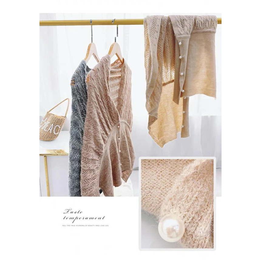 ニットカーディガン 6way  ポンチョ  ボレロ 大判 ストール ショール 足掛け uv対策 フェイクカシミア |  | 01