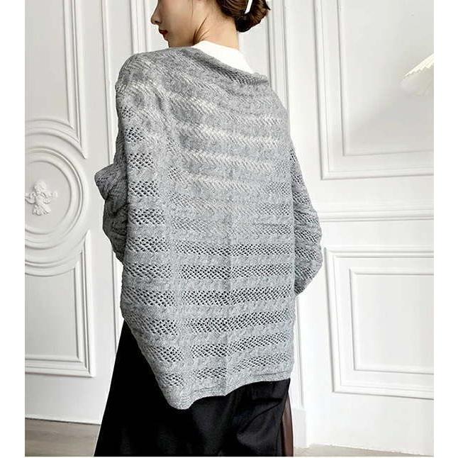 ニットカーディガン 6way  ポンチョ  ボレロ 大判 ストール ショール 足掛け uv対策 フェイクカシミア |  | 11