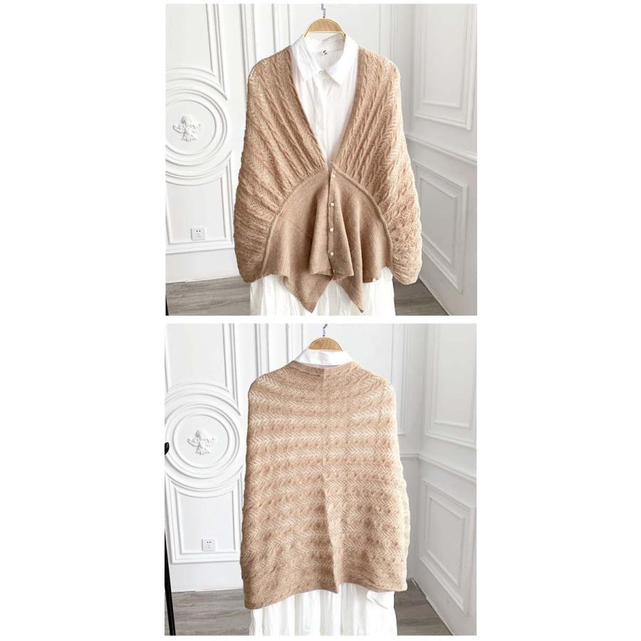 ニットカーディガン 6way  ポンチョ  ボレロ 大判 ストール ショール 足掛け uv対策 フェイクカシミア |  | 12