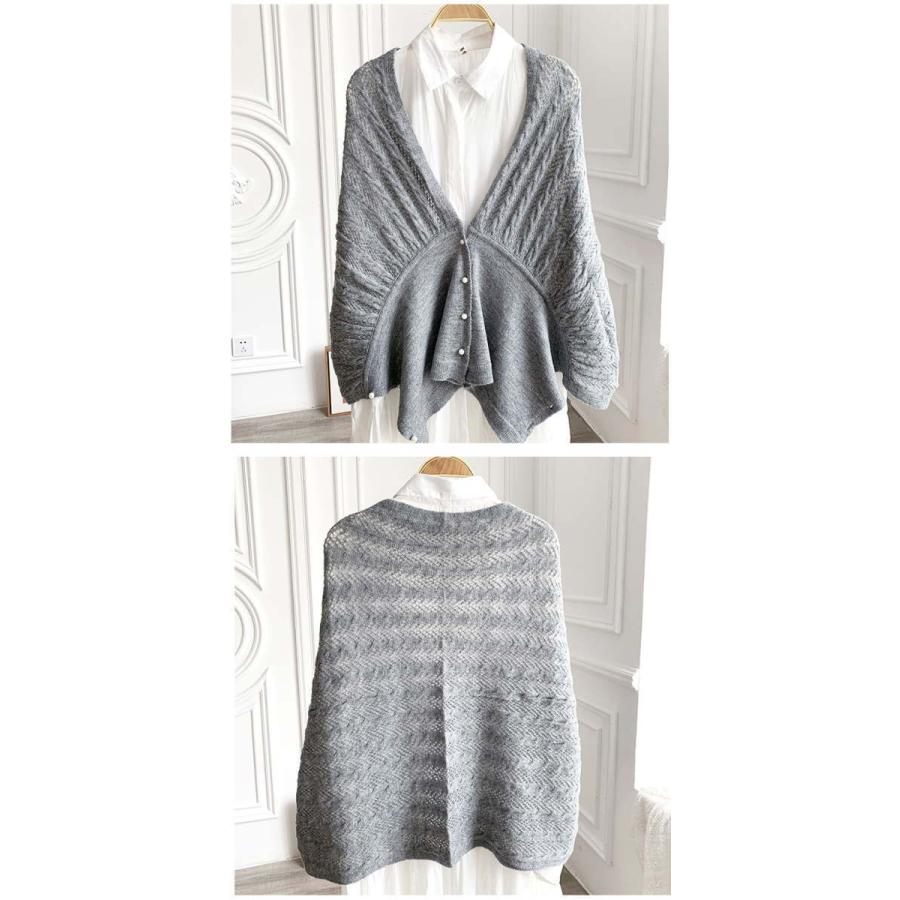 ニットカーディガン 6way  ポンチョ  ボレロ 大判 ストール ショール 足掛け uv対策 フェイクカシミア |  | 13