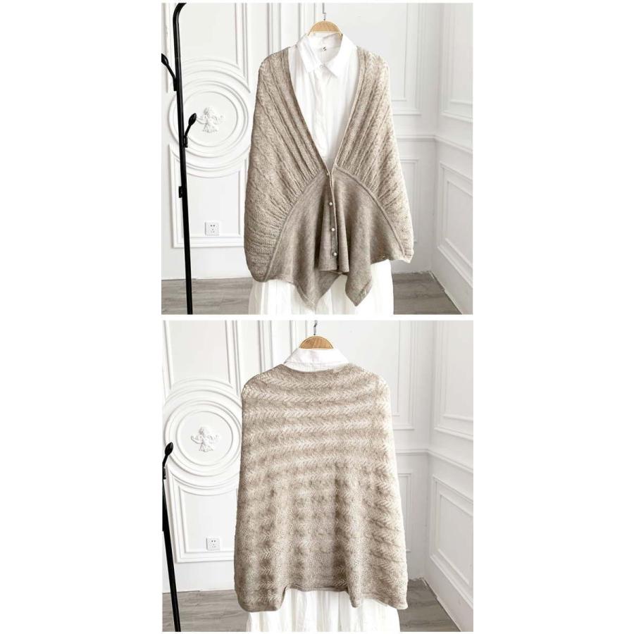 ニットカーディガン 6way  ポンチョ  ボレロ 大判 ストール ショール 足掛け uv対策 フェイクカシミア |  | 15