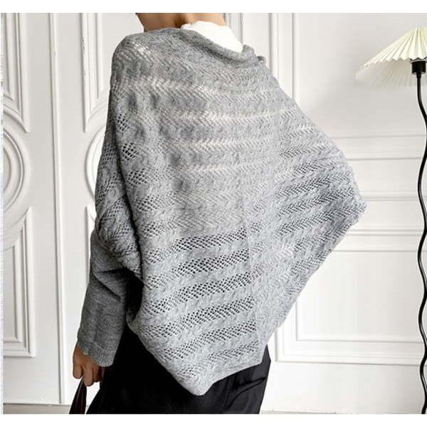 ニットカーディガン 6way  ポンチョ  ボレロ 大判 ストール ショール 足掛け uv対策 フェイクカシミア |  | 03