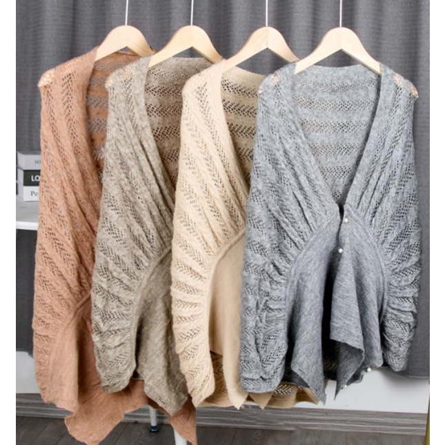 ニットカーディガン 6way  ポンチョ  ボレロ 大判 ストール ショール 足掛け uv対策 フェイクカシミア |  | 06