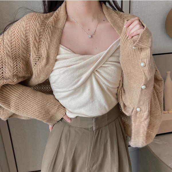 ニットカーディガン 6way  ポンチョ  ボレロ 大判 ストール ショール 足掛け uv対策 フェイクカシミア |  | 07