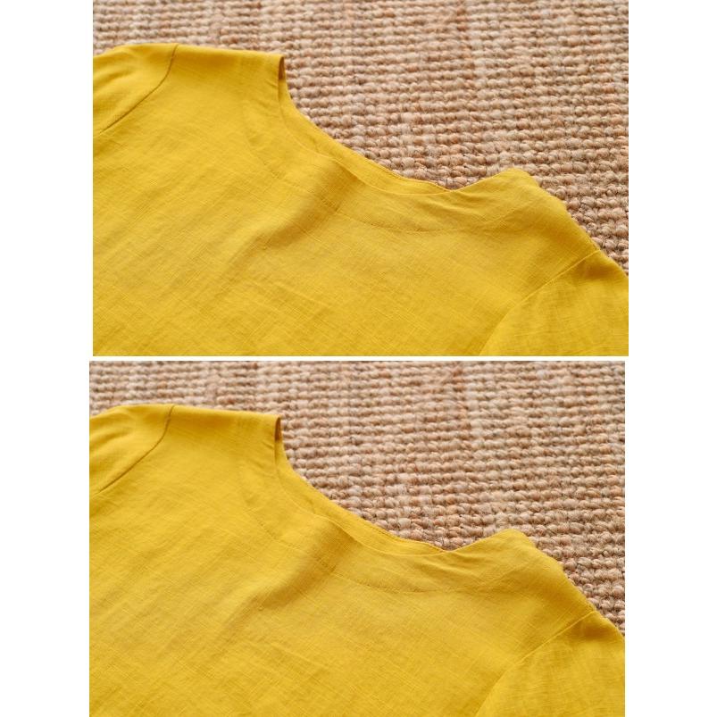 Tシャツ レディース リネン調 トップス 半袖 無地 シャツ フリル袖 クルーネック カットソー オーバーサイズ |  | 16