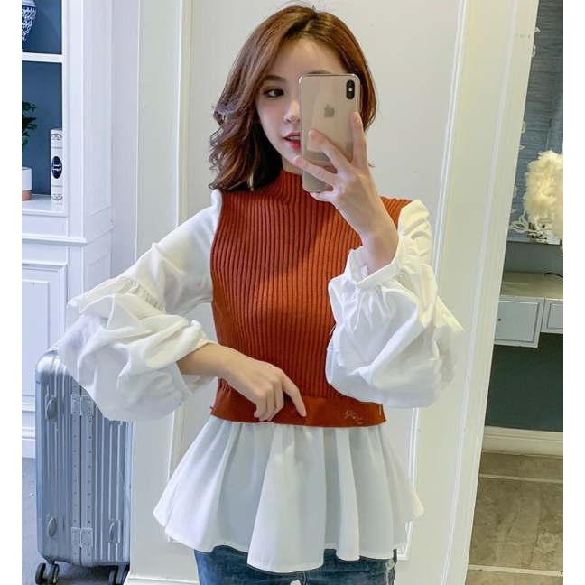 プルオーバー レディース トップス カットソー ブラウス 大きいサイズ プルオーバー 異素材 ドッキング 長袖 |  | 04