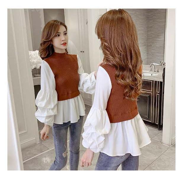 プルオーバー レディース トップス カットソー ブラウス 大きいサイズ プルオーバー 異素材 ドッキング 長袖 |  | 05