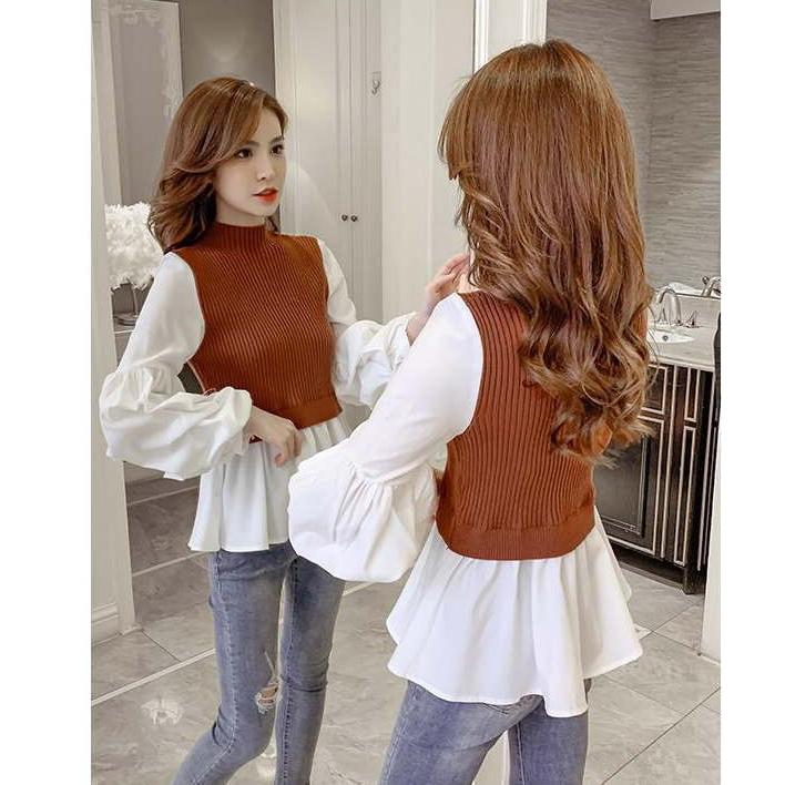 プルオーバー レディース トップス カットソー ブラウス 大きいサイズ プルオーバー 異素材 ドッキング 長袖 |  | 06