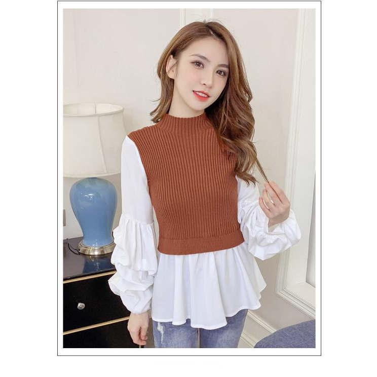 プルオーバー レディース トップス カットソー ブラウス 大きいサイズ プルオーバー 異素材 ドッキング 長袖 |  | 07