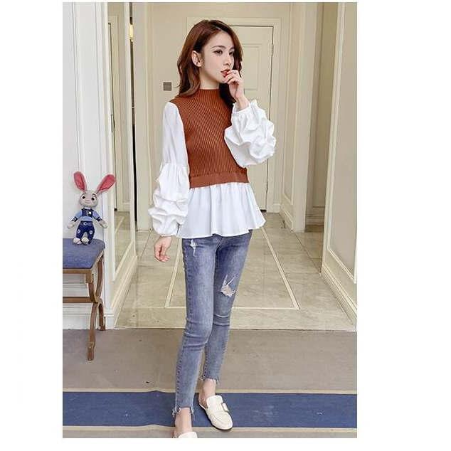 プルオーバー レディース トップス カットソー ブラウス 大きいサイズ プルオーバー 異素材 ドッキング 長袖 |  | 08