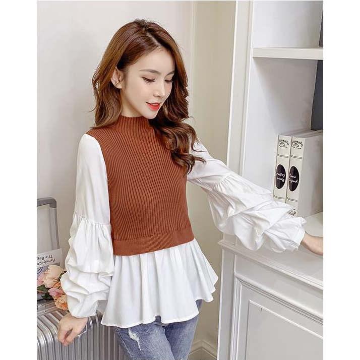 プルオーバー レディース トップス カットソー ブラウス 大きいサイズ プルオーバー 異素材 ドッキング 長袖 |  | 09