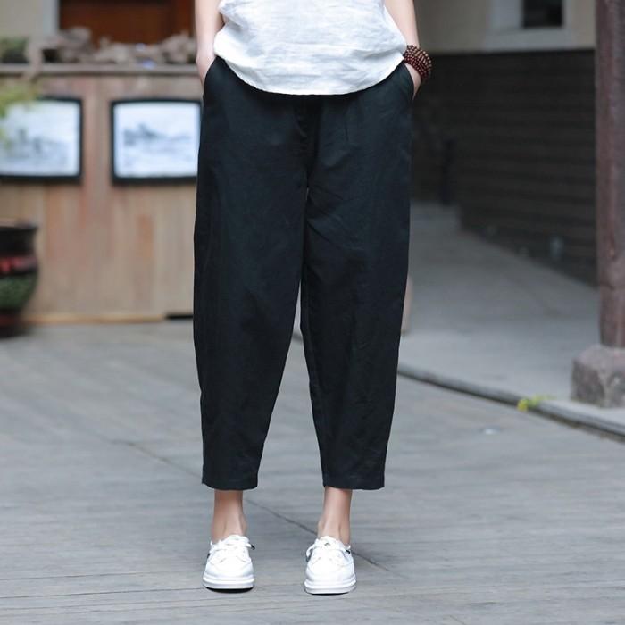 クロップドパンツ リネン調 アンクルパンツ サルエルパンツ テーパードパンツ レディース 無地 ボトムス 9分丈 パンツ |  | 12