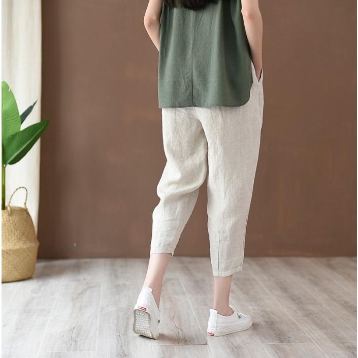 クロップドパンツ リネン調 アンクルパンツ サルエルパンツ テーパードパンツ レディース 無地 ボトムス 9分丈 パンツ |  | 04