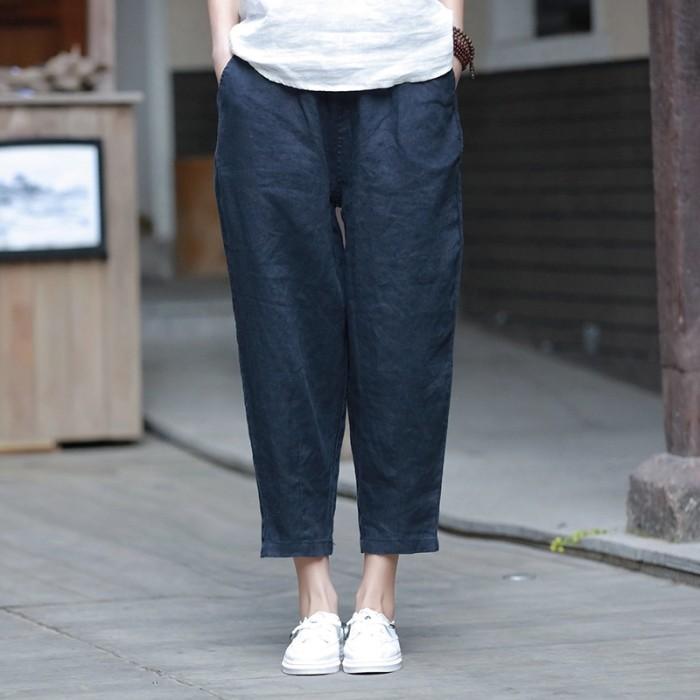 クロップドパンツ リネン調 アンクルパンツ サルエルパンツ テーパードパンツ レディース 無地 ボトムス 9分丈 パンツ |  | 09