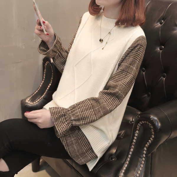 シャツドッキングニット シャツ ブラウス レイヤード ボートネック 長袖 キャンディ バイカラー チュニック |  | 06