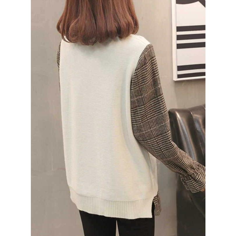 シャツドッキングニット シャツ ブラウス レイヤード ボートネック 長袖 キャンディ バイカラー チュニック |  | 07