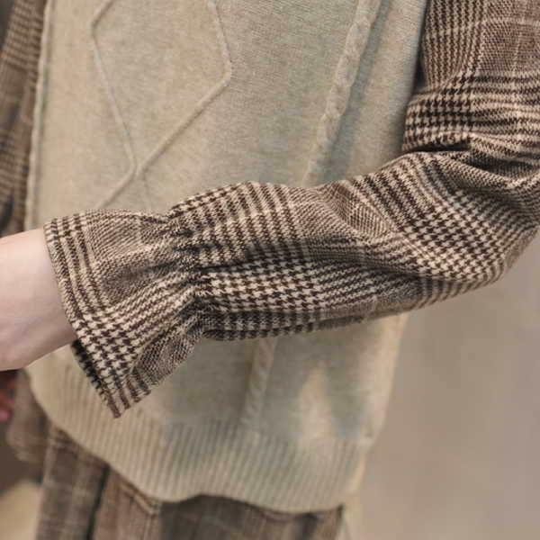 シャツドッキングニット シャツ ブラウス レイヤード ボートネック 長袖 キャンディ バイカラー チュニック |  | 08