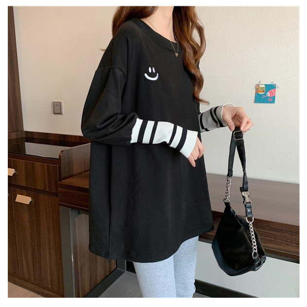 ボーダーロングTシャツ レディース カットソー プルオーバー トップス 長袖 半袖 クルーネック シンプル カジュアル |  | 14