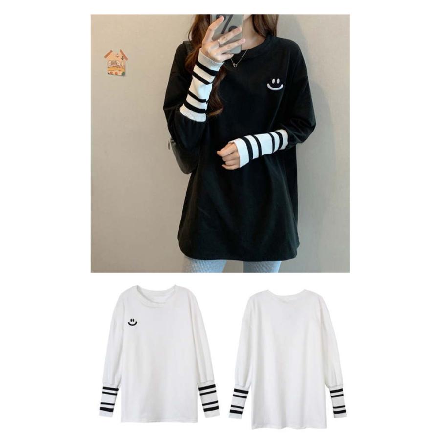 ボーダーロングTシャツ レディース カットソー プルオーバー トップス 長袖 半袖 クルーネック シンプル カジュアル |  | 15